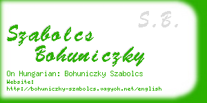 szabolcs bohuniczky business card